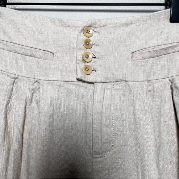Cartonnier Anthropologie Women Linen Pants 27" Tan Wide Leg Trousers Business‎ - Picture 2 of 9